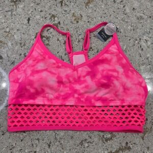NWT PINK Victoria's Secret Sports Bra Med M Hot Pink Tie Dye Removable Padding